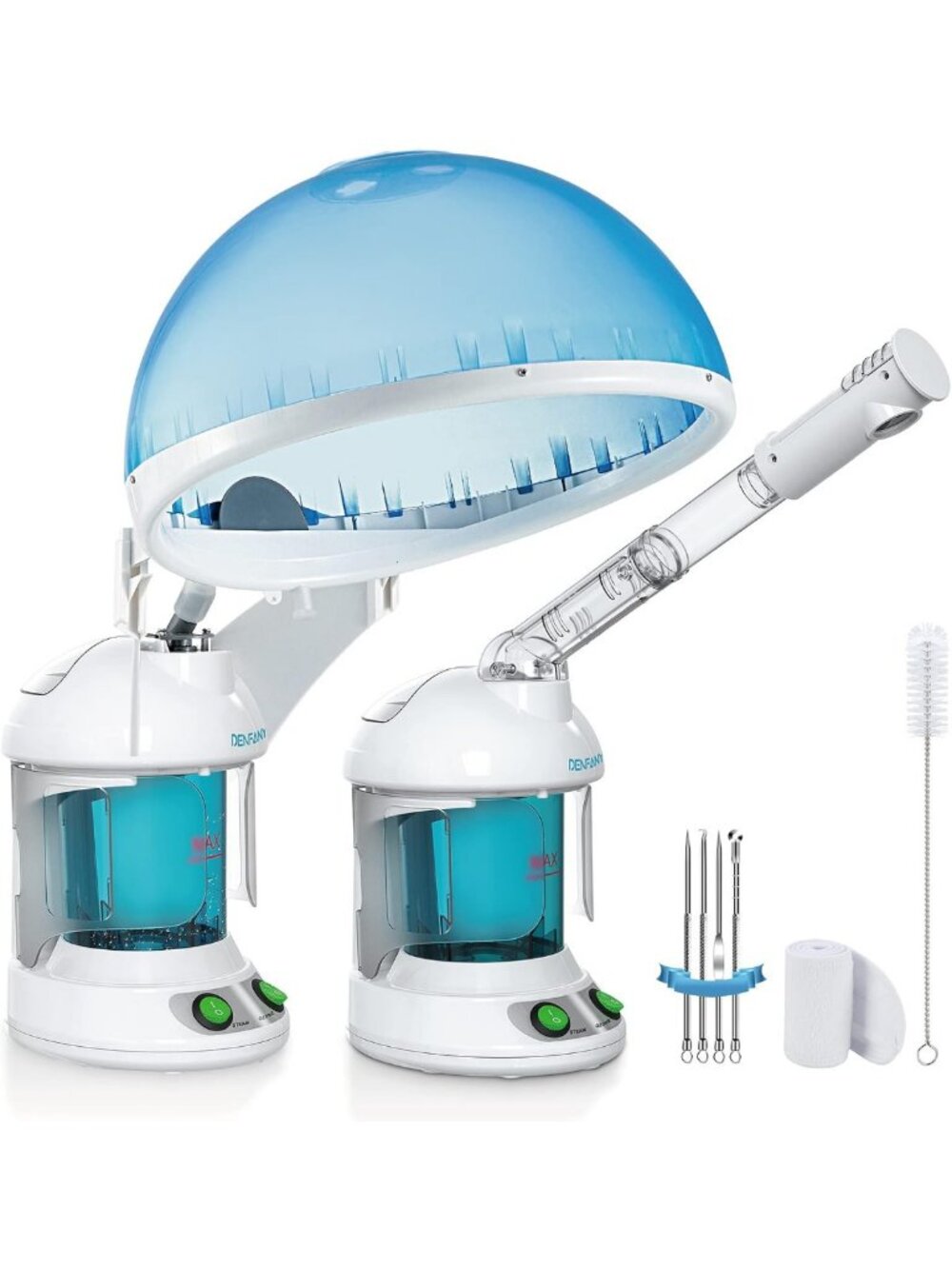 2-in-1 Hair & Facial Steamer with 360° Extendable Arm for Home or Salon Use
